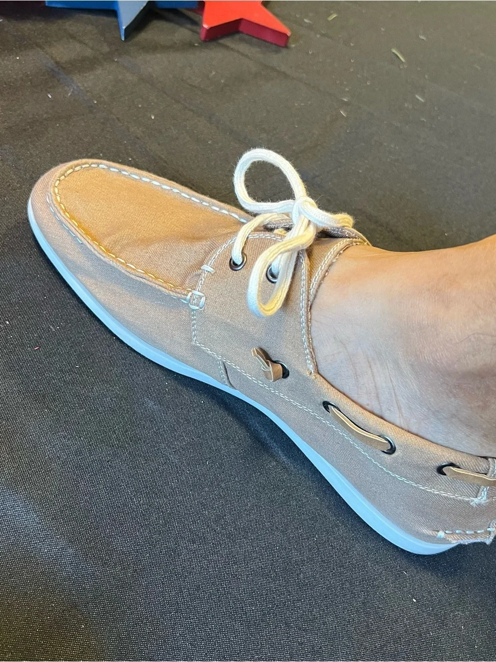 Madden Canvas Boat Shoes for Men — Gray and Tan (both pairs)